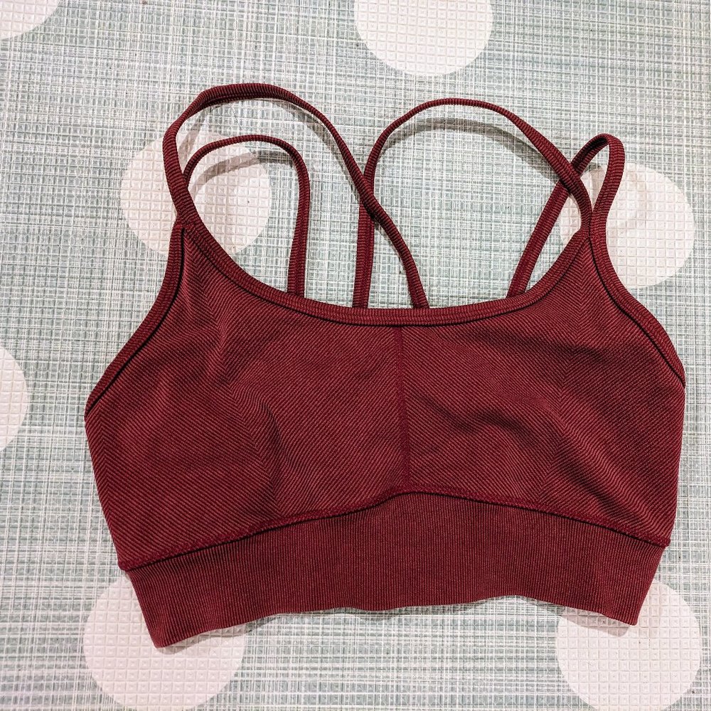 JoyLab Women's Seamless Strappy Sports Bra - Wine Red Medium